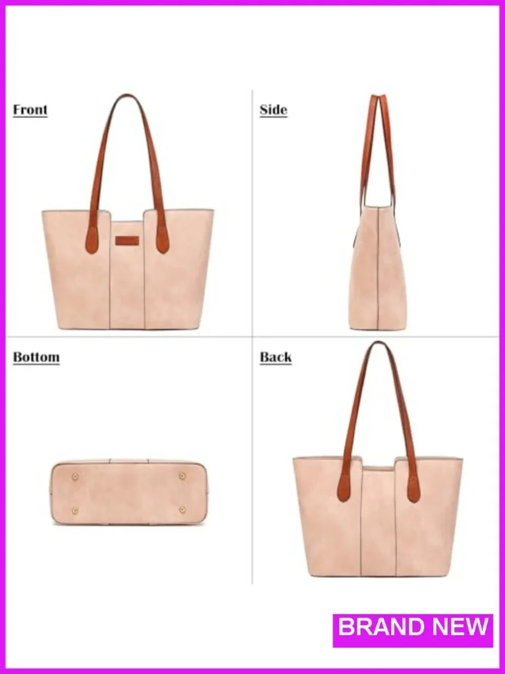 Faux Leather Top Handle Satchel Hobo Tote Bag